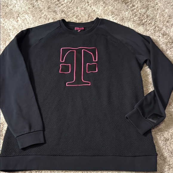🍍 T Mobile Pullover Mens Large Black Pink Employee Uniform Crewneck Cell Phone🍍 - Picture 1 of 5